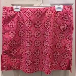 Handmade 100% Cotton Bright Red and Pink Print Skort, Size 10